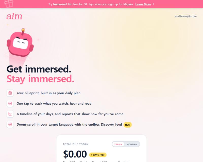 The checkout page: what Pro includes, and the price card