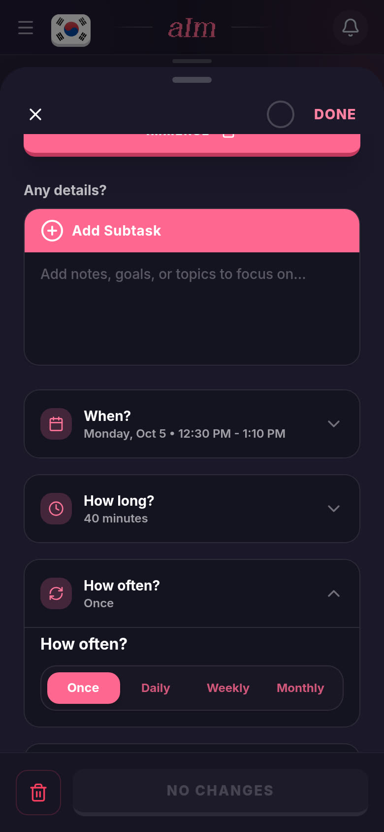 How often? on a task