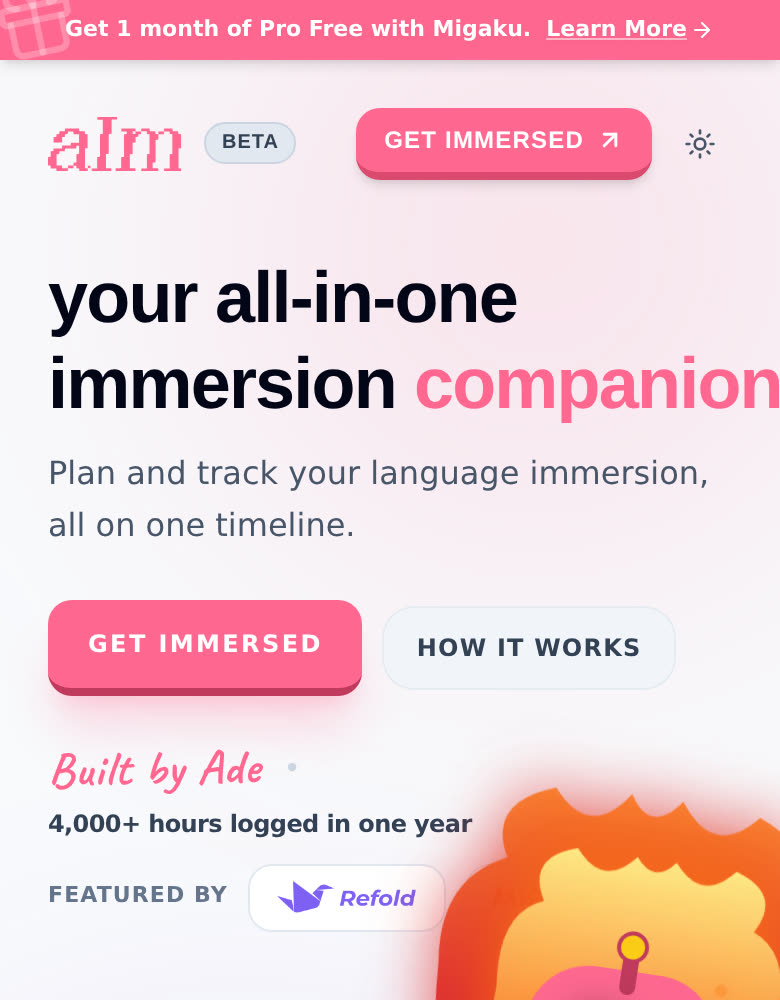 The Aim landing page