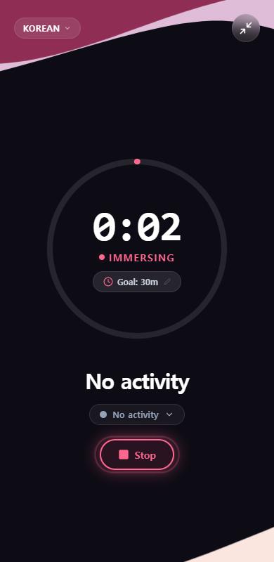 A session running as "No activity"