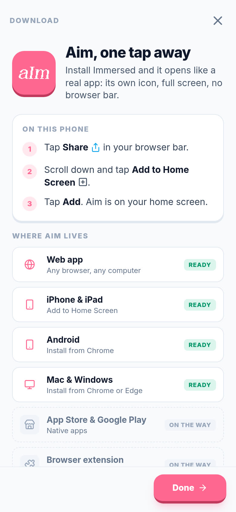 The steps on an iPhone