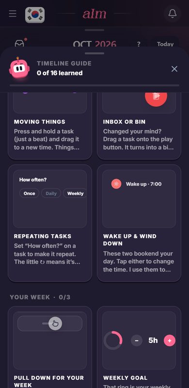 The timeline guide on a phone
