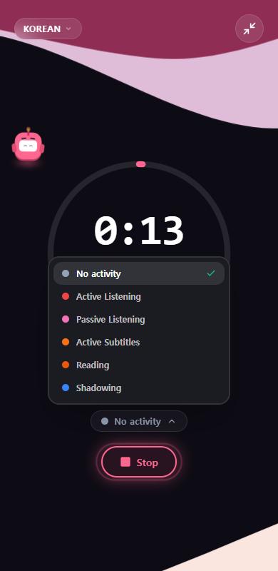 Choosing an activity during a session