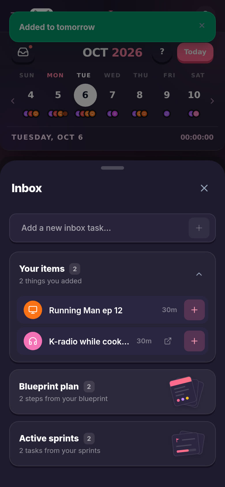 Added to tomorrow