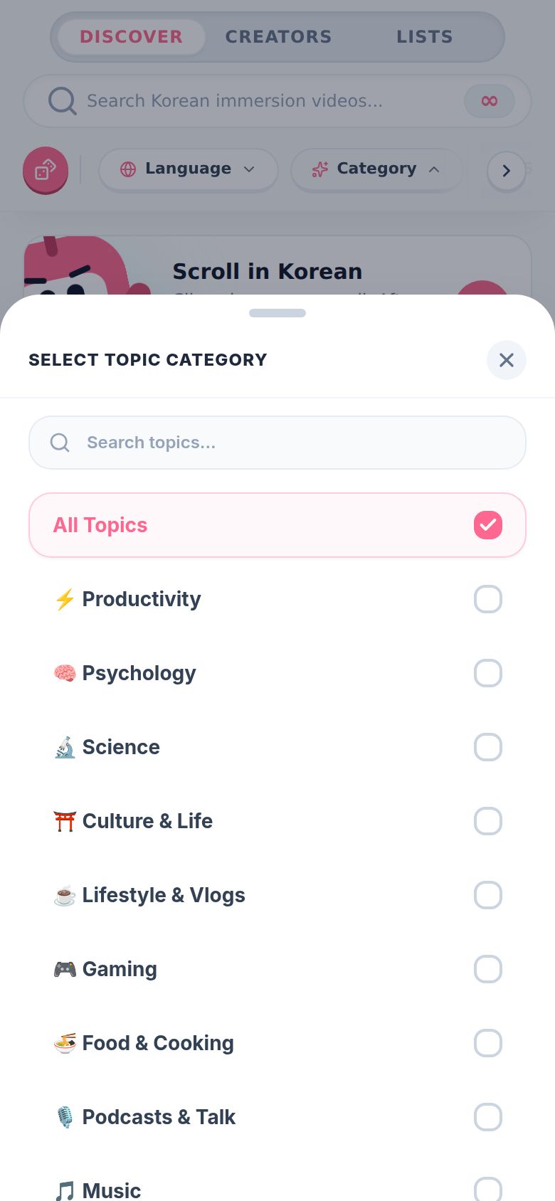 Pick topics