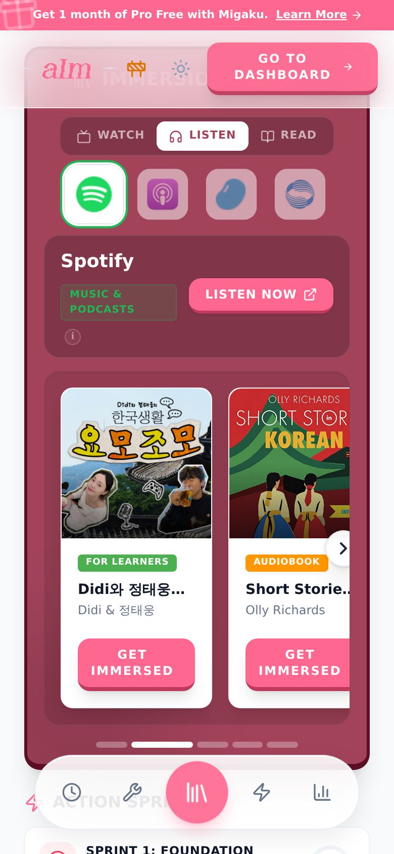 The Listen tab
