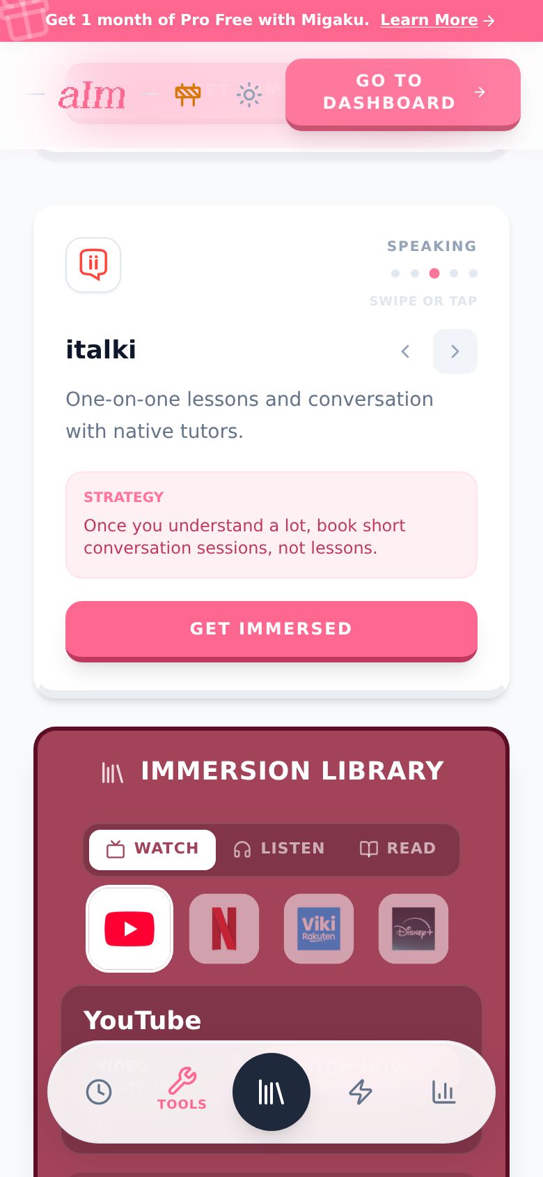 Swiped to italki on the same card