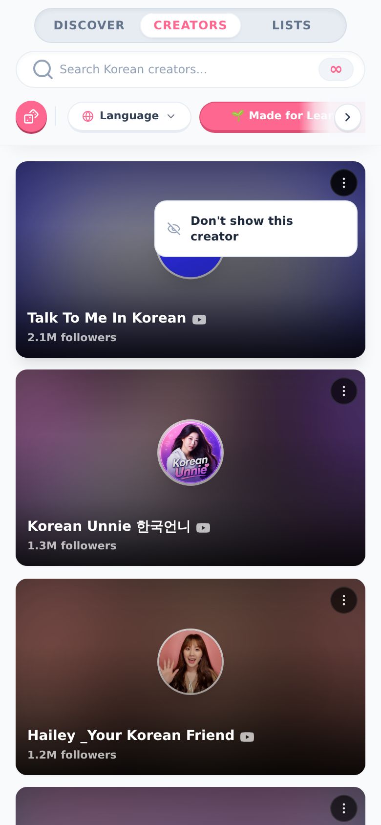 Don't show this creator
