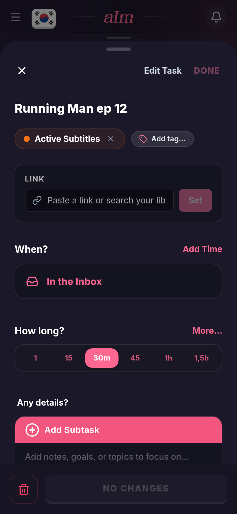 Editing an inbox item