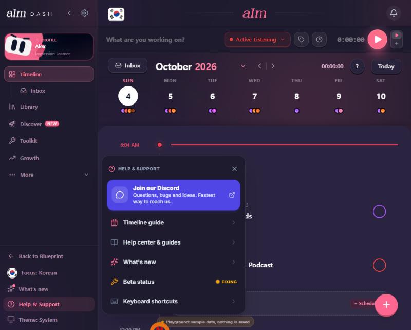Help & Support on desktop