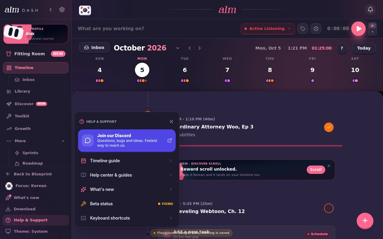 Help & Support on desktop