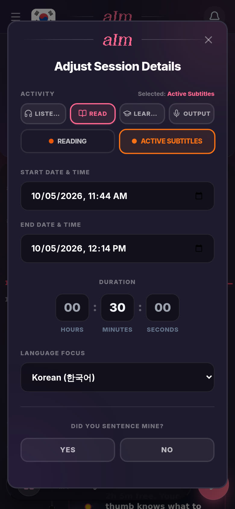 Adjust Session Details