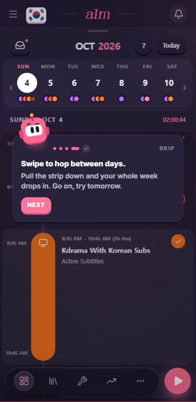 Step 8: hop between days