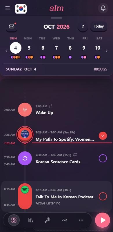The finished session on the timeline, with the episode's cover art