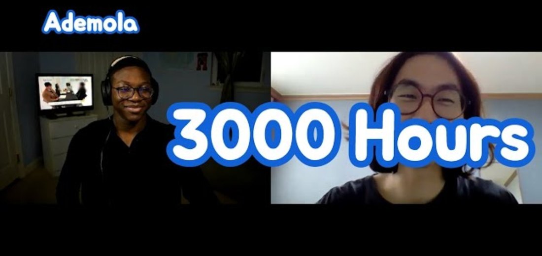 The interview thumbnail: Ade and Jongin on a video call, with 3000 Hours across the middle